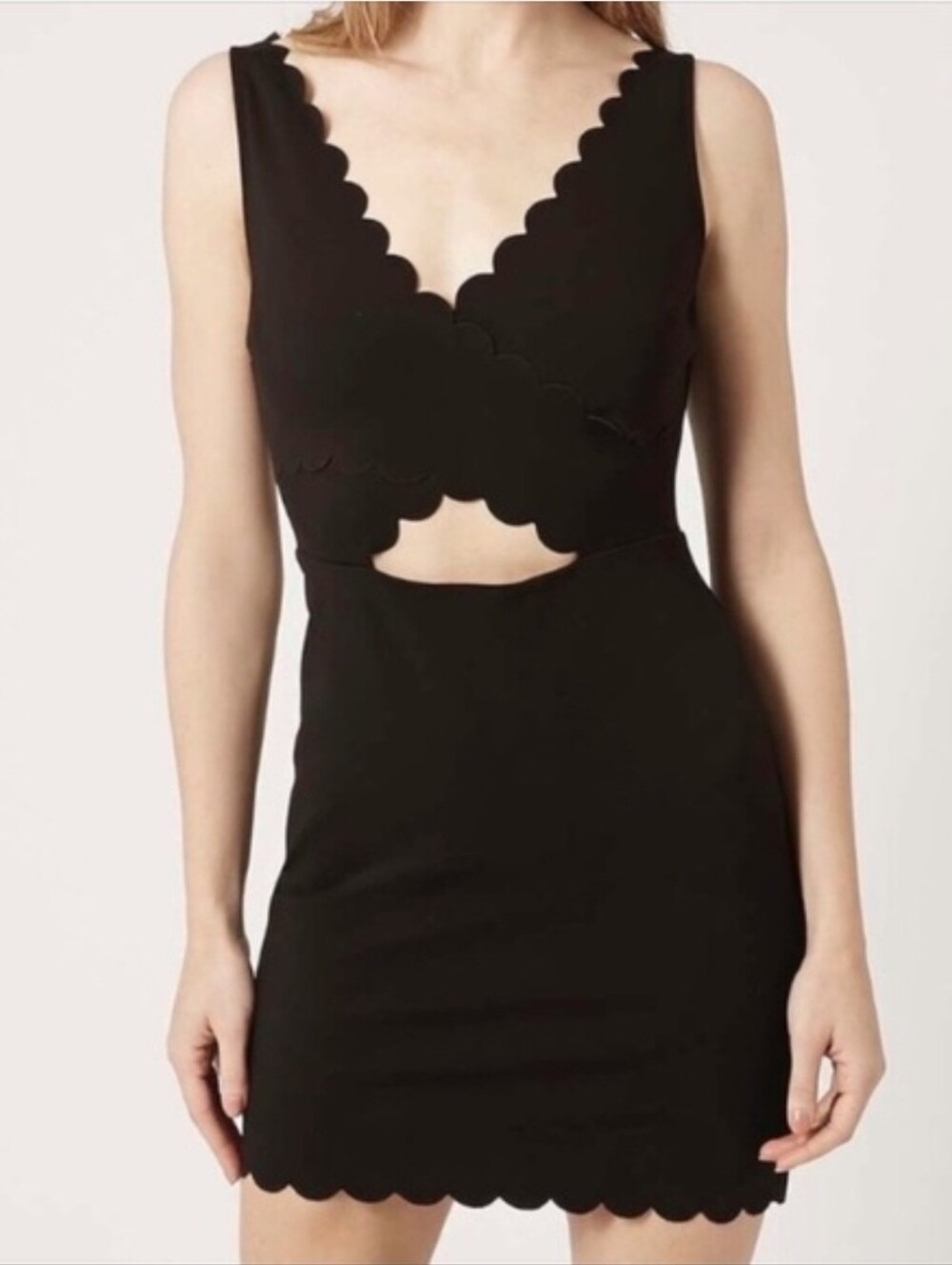 Topshop Black Scalloped Cutout Sleeveless Dress - Size 8